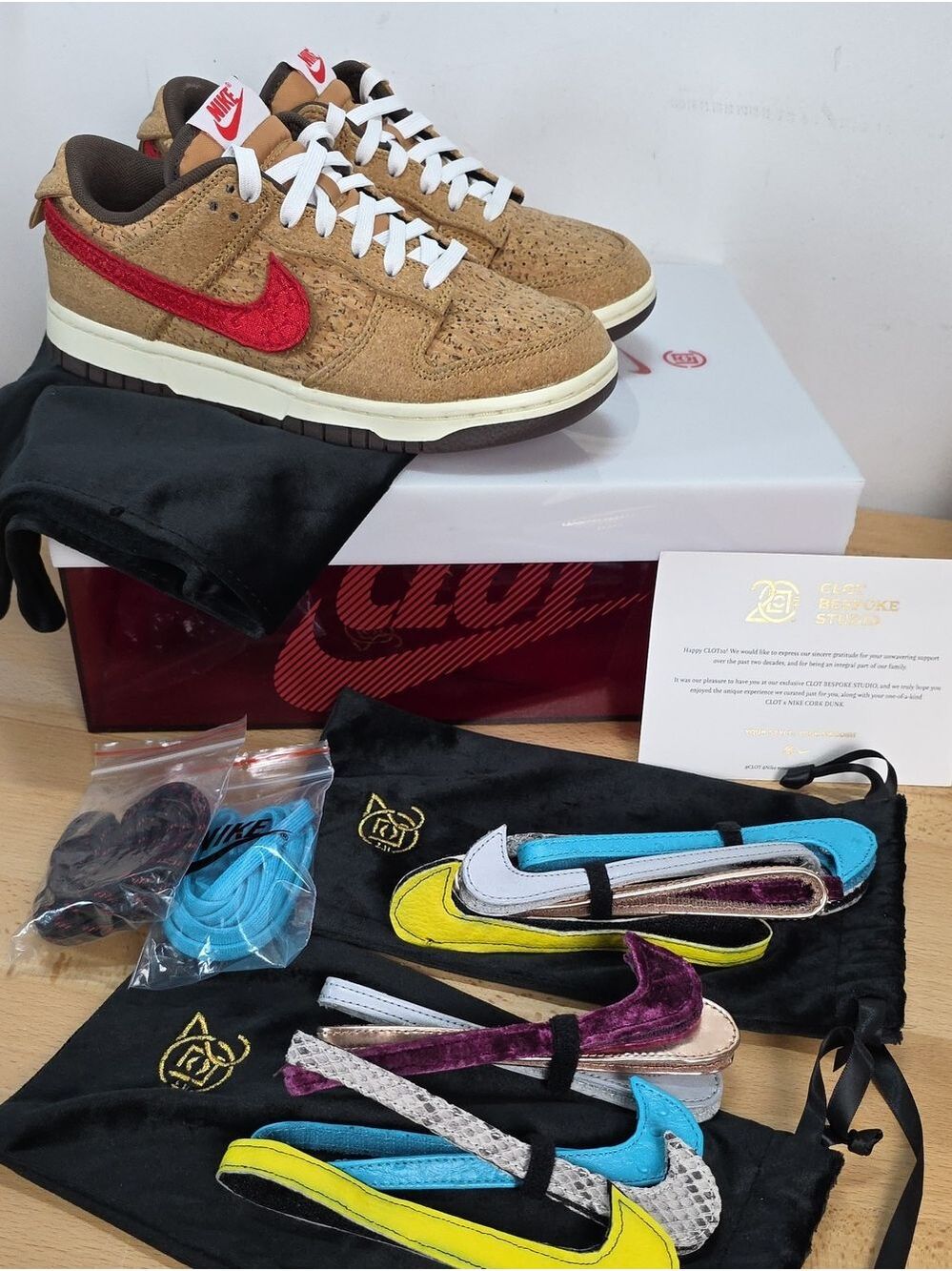Nike Brown Suede Low-Top Sneakers with Red Swoosh and White Laces 5.5